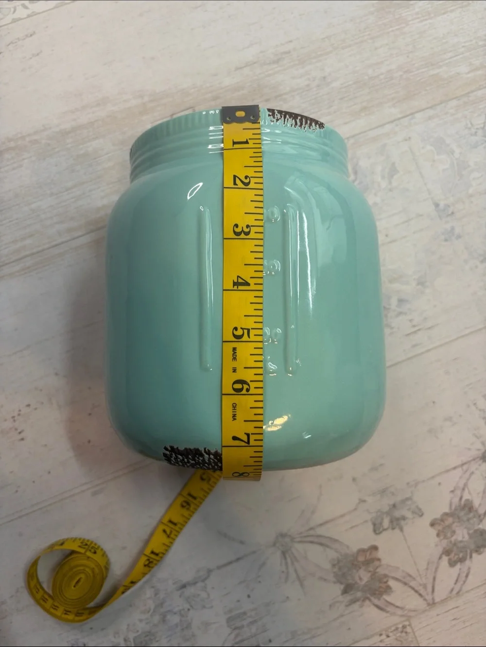 Kitchen Essentials Teal Mason Jar Ceramic Utensil Holder Vase